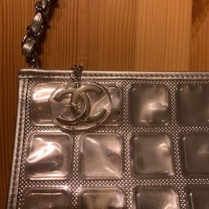 Chanel Ltd Ed Ice Cube Leather & PVC Zippered Bag